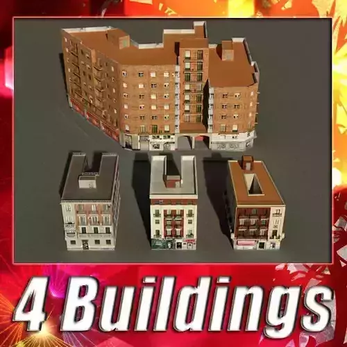 Building Collection 53-56 Low-poly 3D model