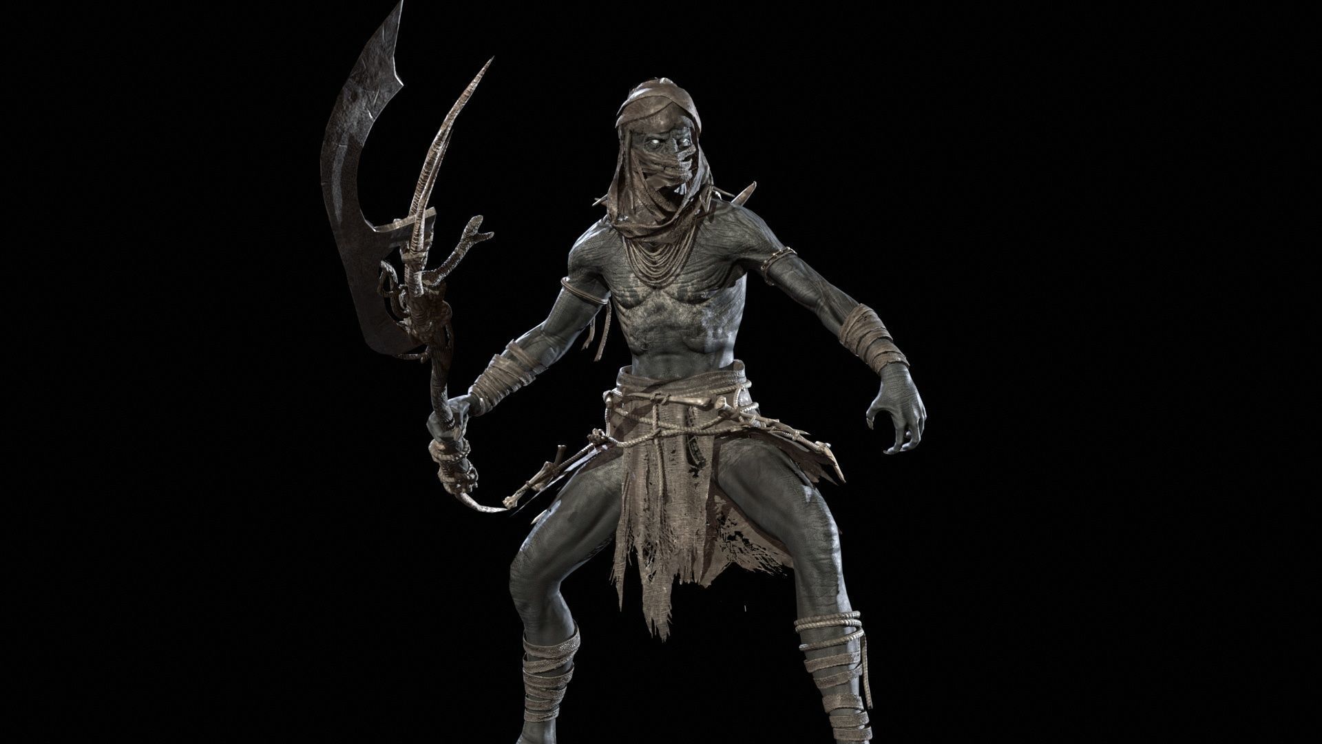 Ghoul Low-poly 3D model_9