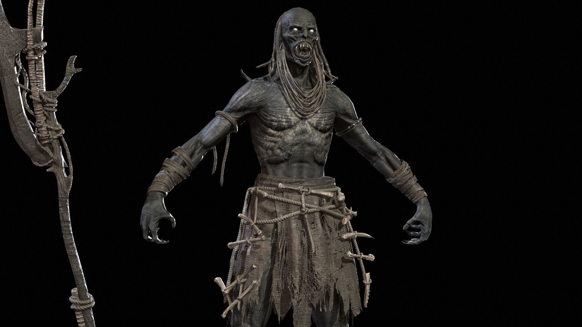 Ghoul Low-poly 3D model_15