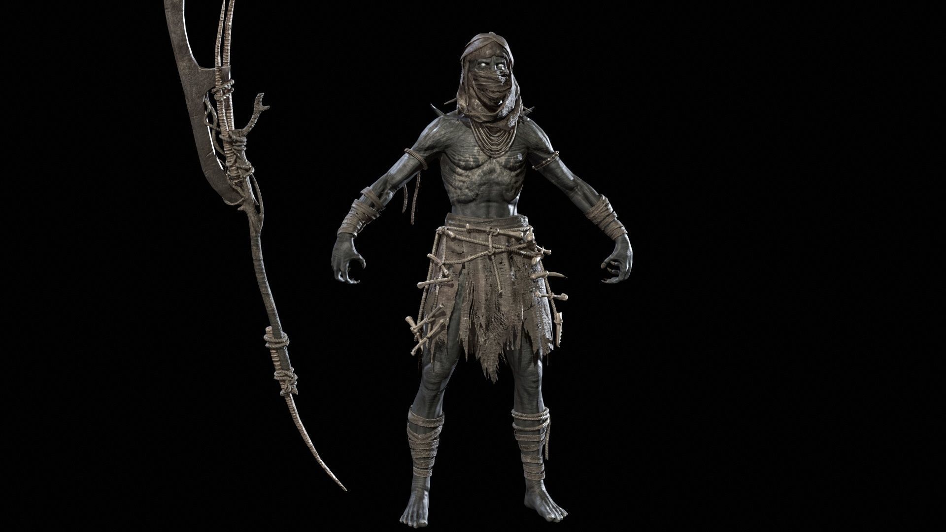 Ghoul Low-poly 3D model_7