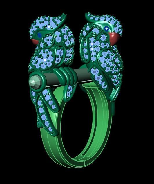 parrot ring 3D print model_21