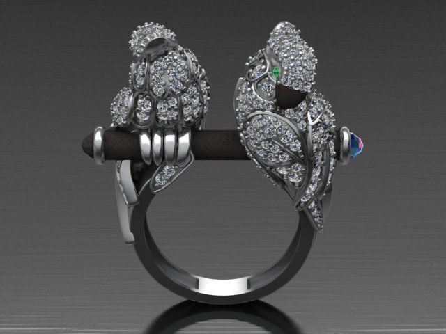 parrot ring 3D print model_7