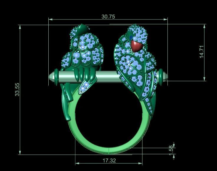 parrot ring 3D print model_19