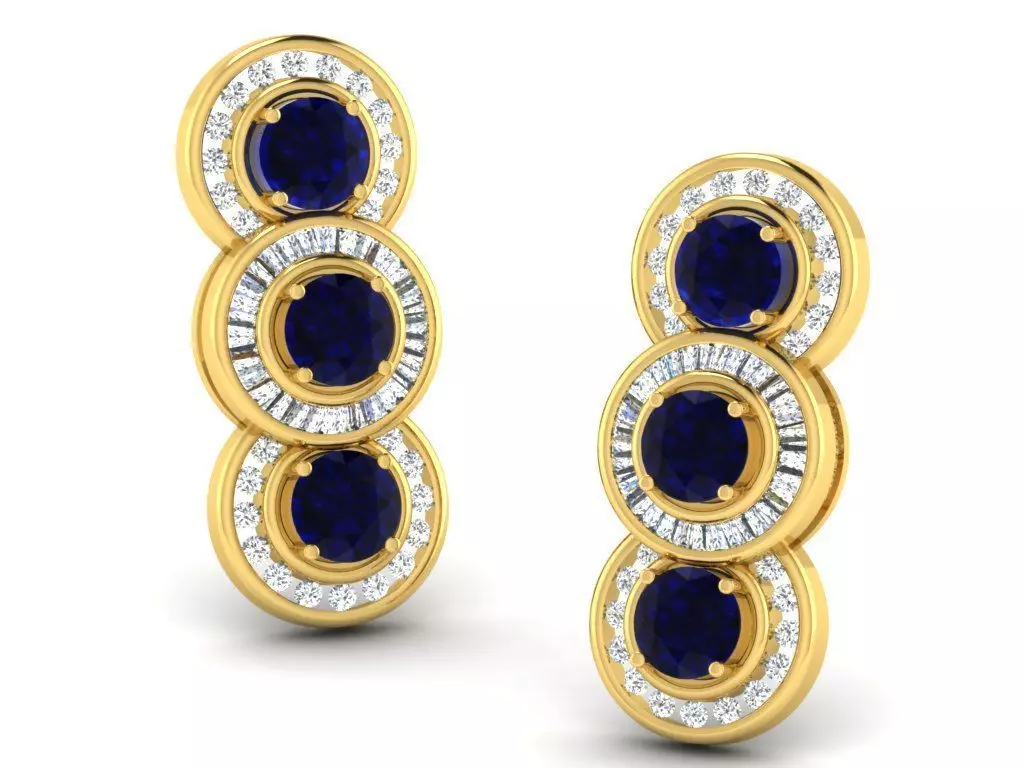 Gold Diamond Women Earring 3D print Model 3D print model