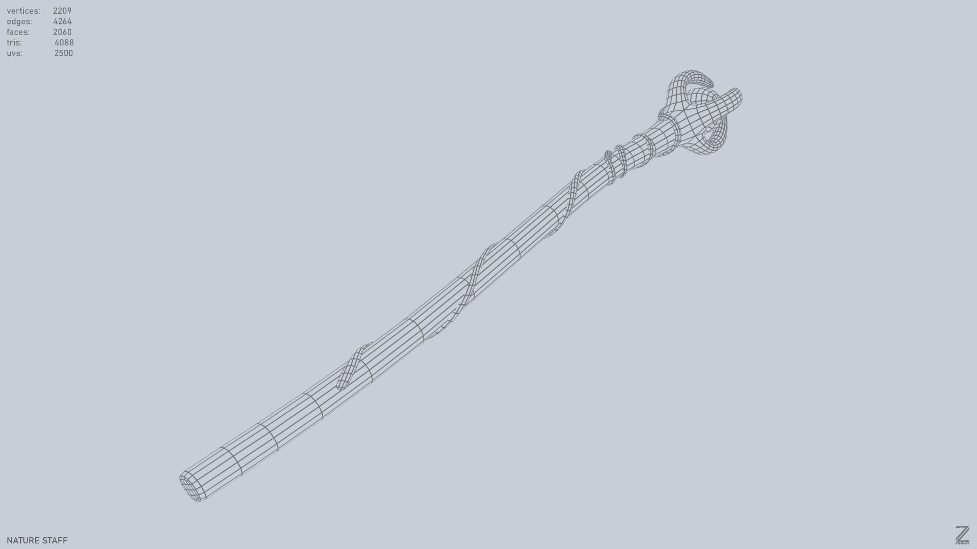 Nature staff Low-poly 3D model_14