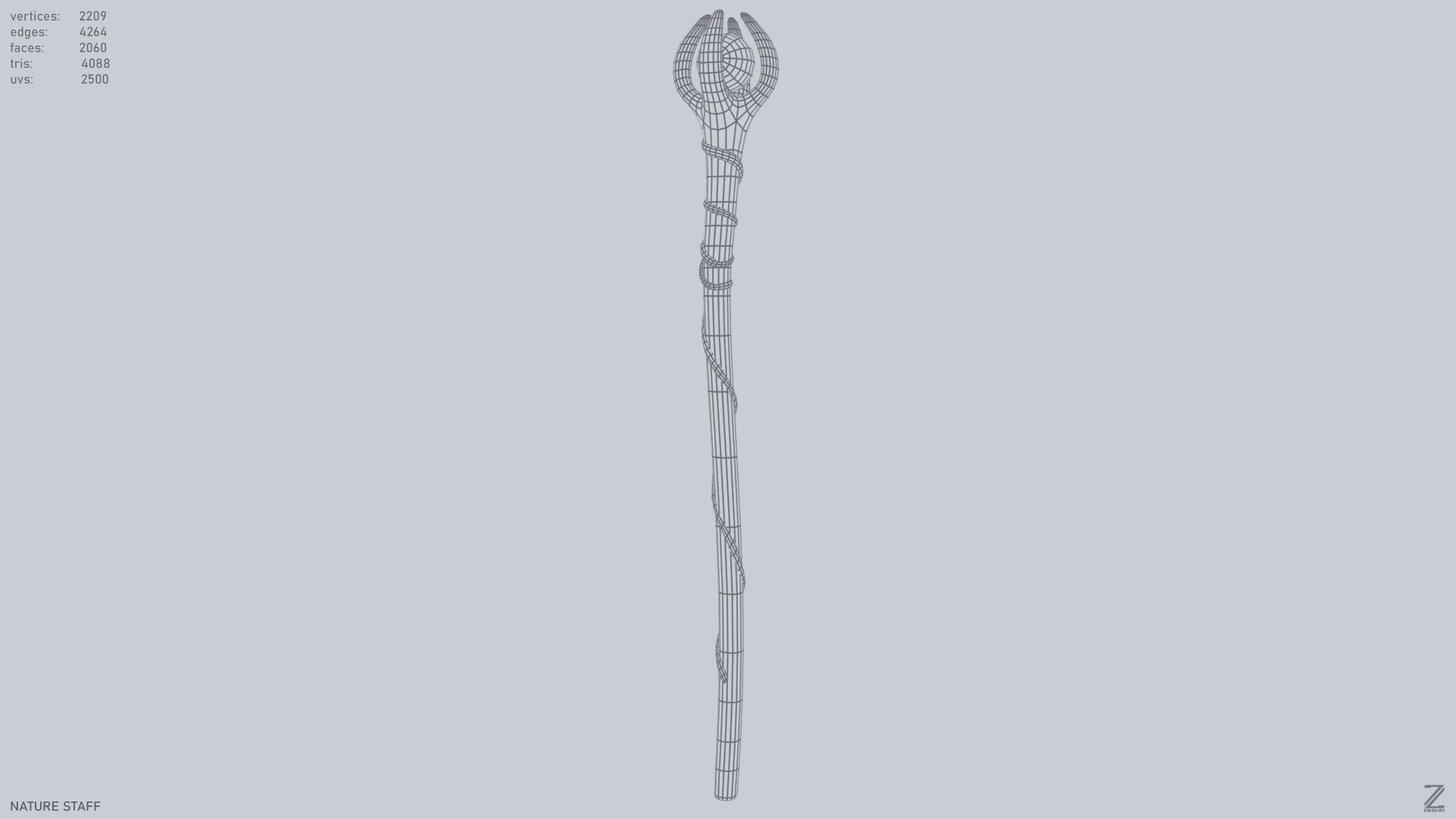 Nature staff Low-poly 3D model_3