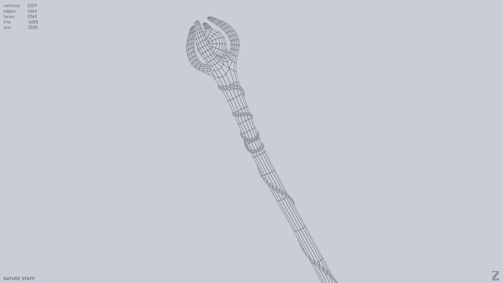 Nature staff Low-poly 3D model_12