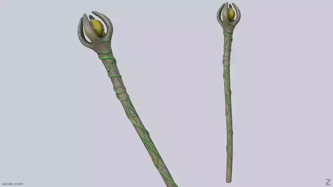 Nature staff Low-poly 3D model