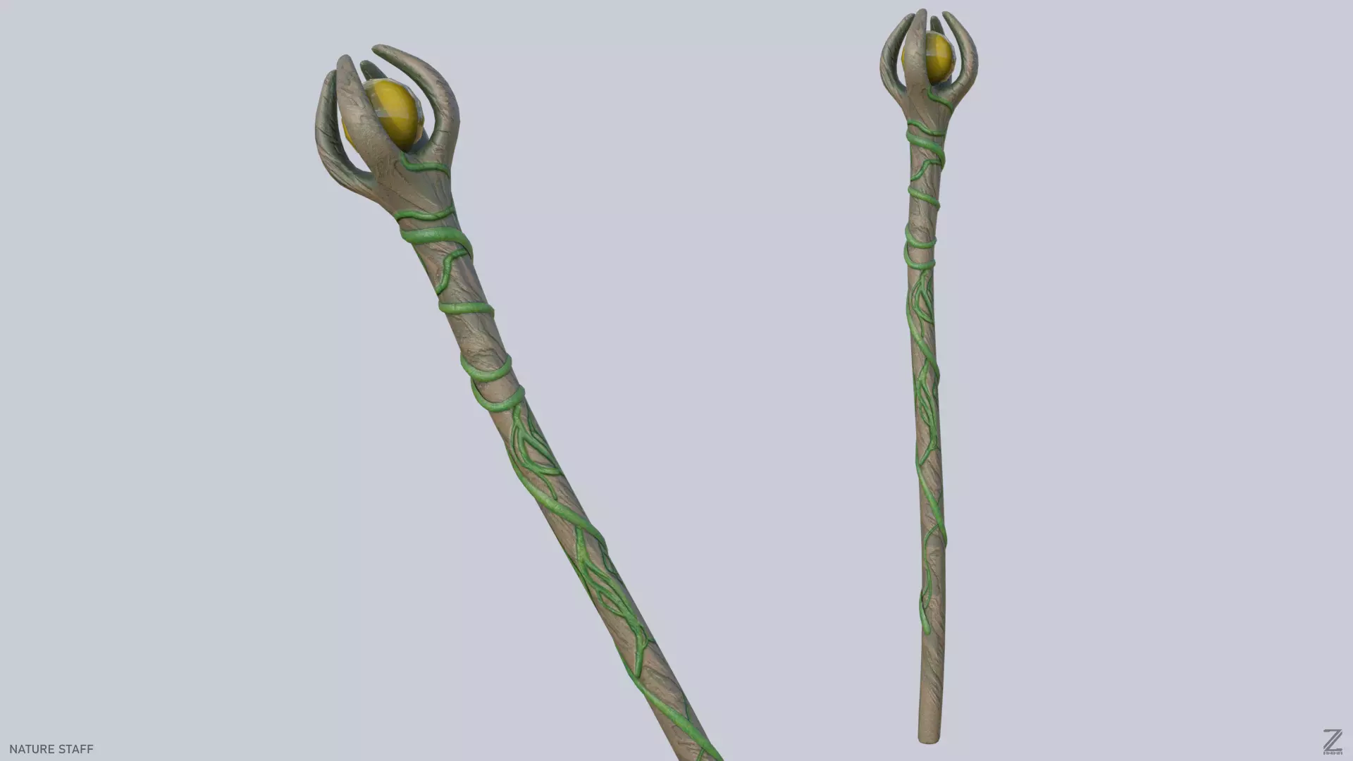 Nature staff Low-poly 3D model_0
