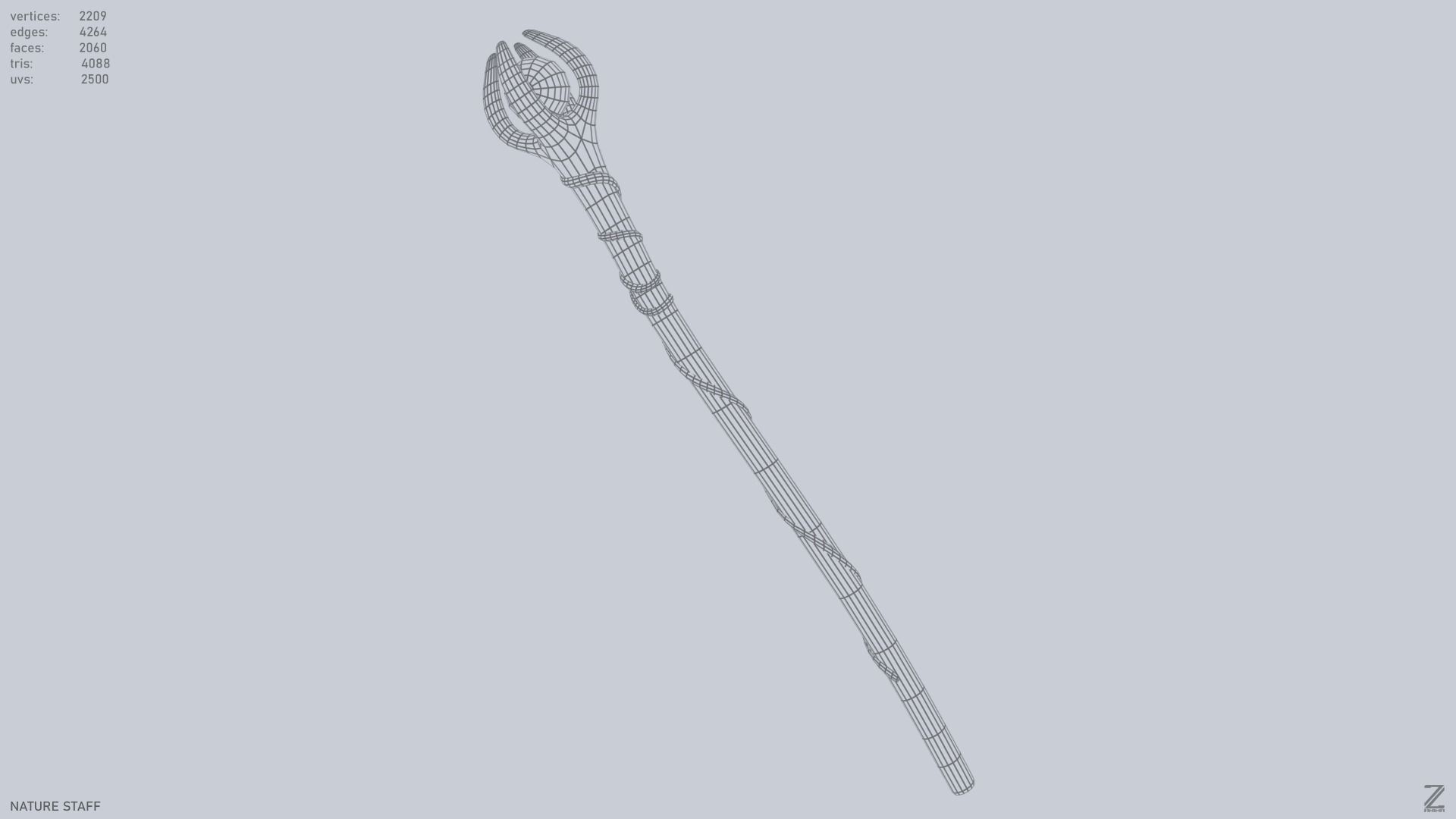 Nature staff Low-poly 3D model_10