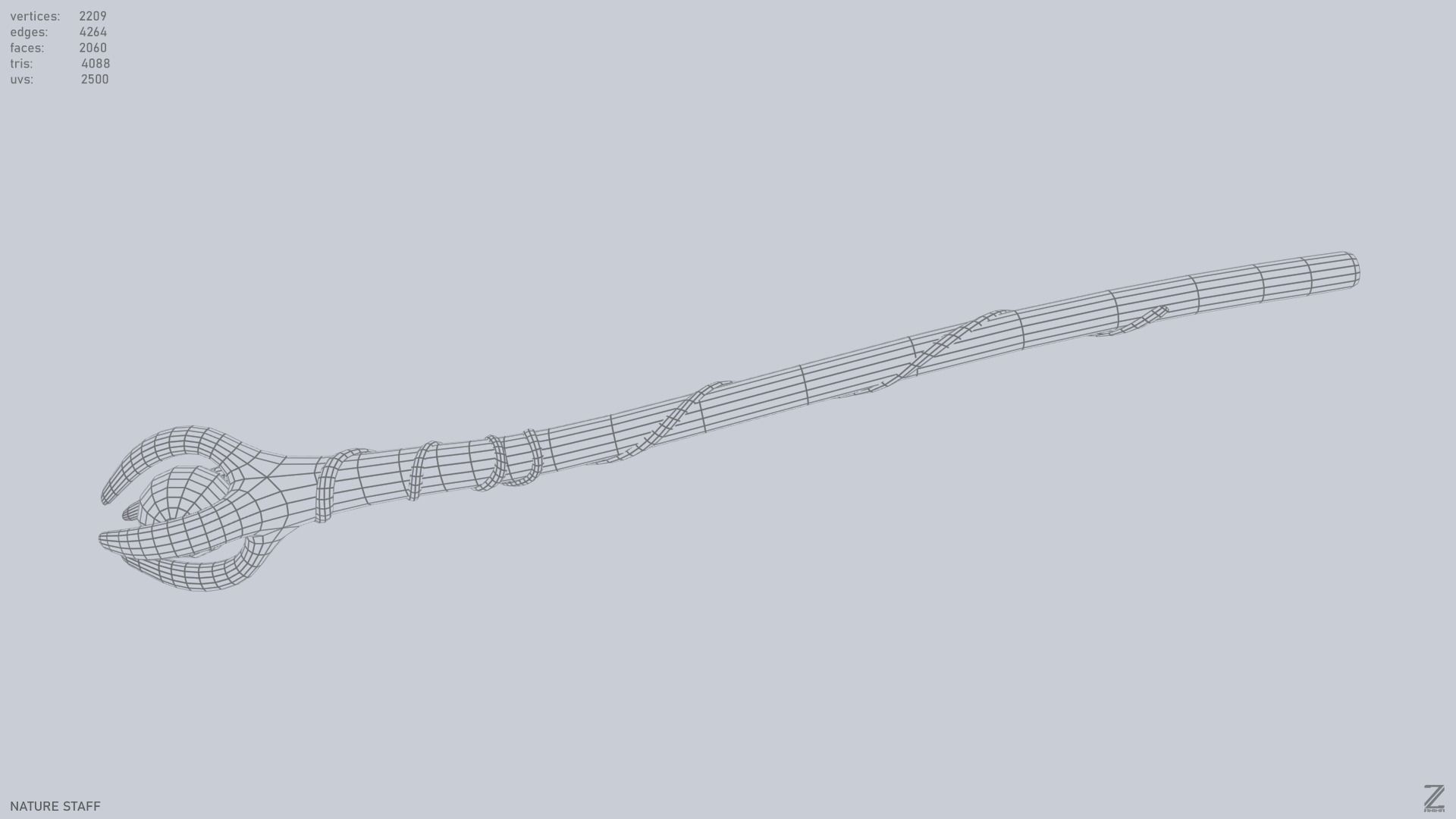 Nature staff Low-poly 3D model_13