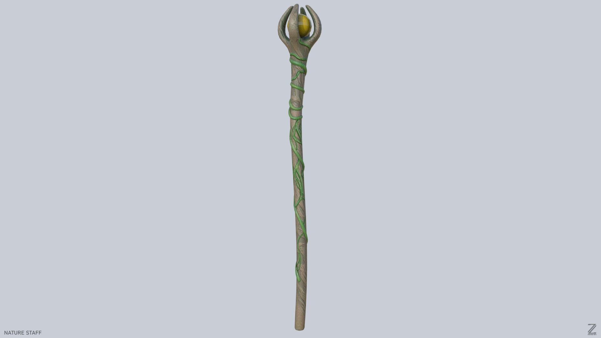 Nature staff Low-poly 3D model_4