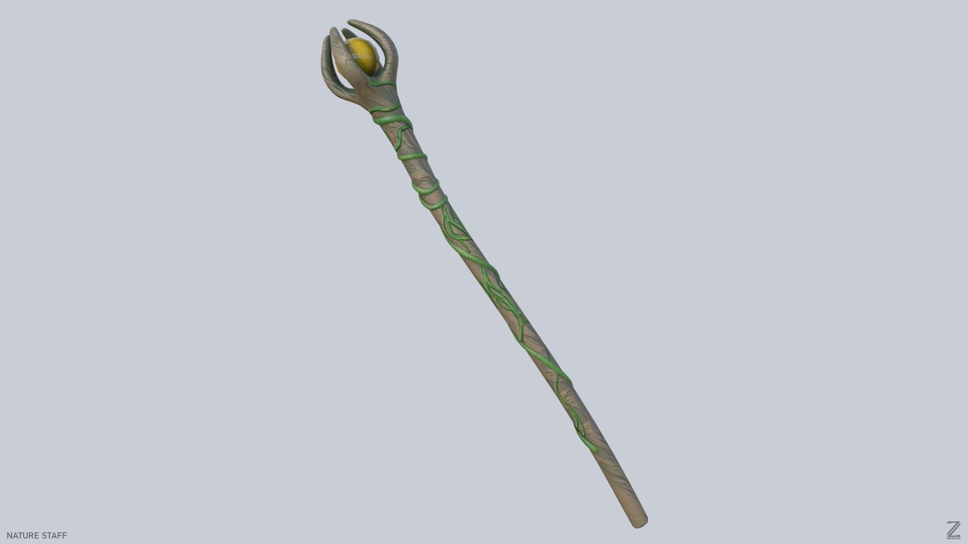 Nature staff Low-poly 3D model_5