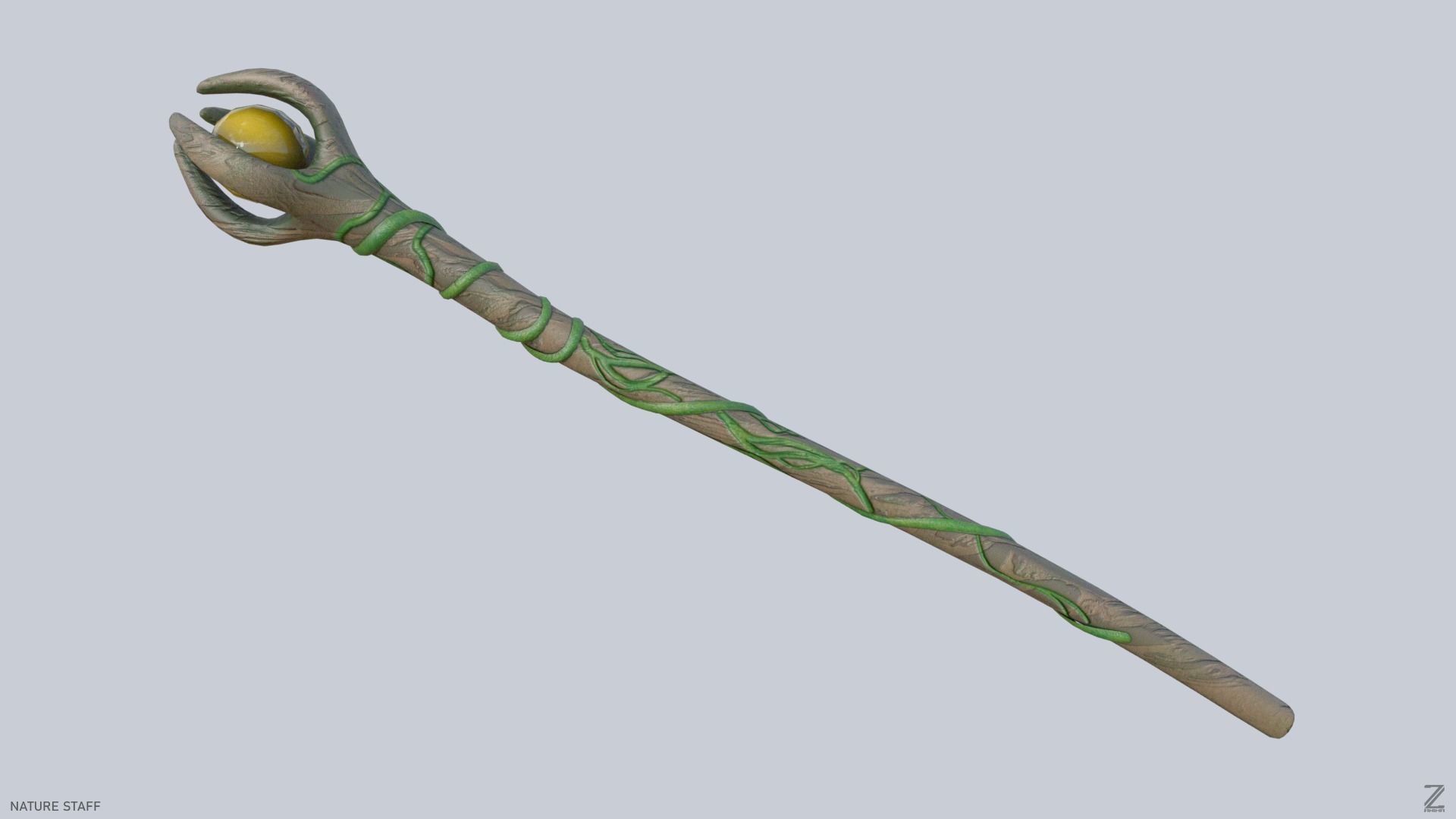 Nature staff Low-poly 3D model_1