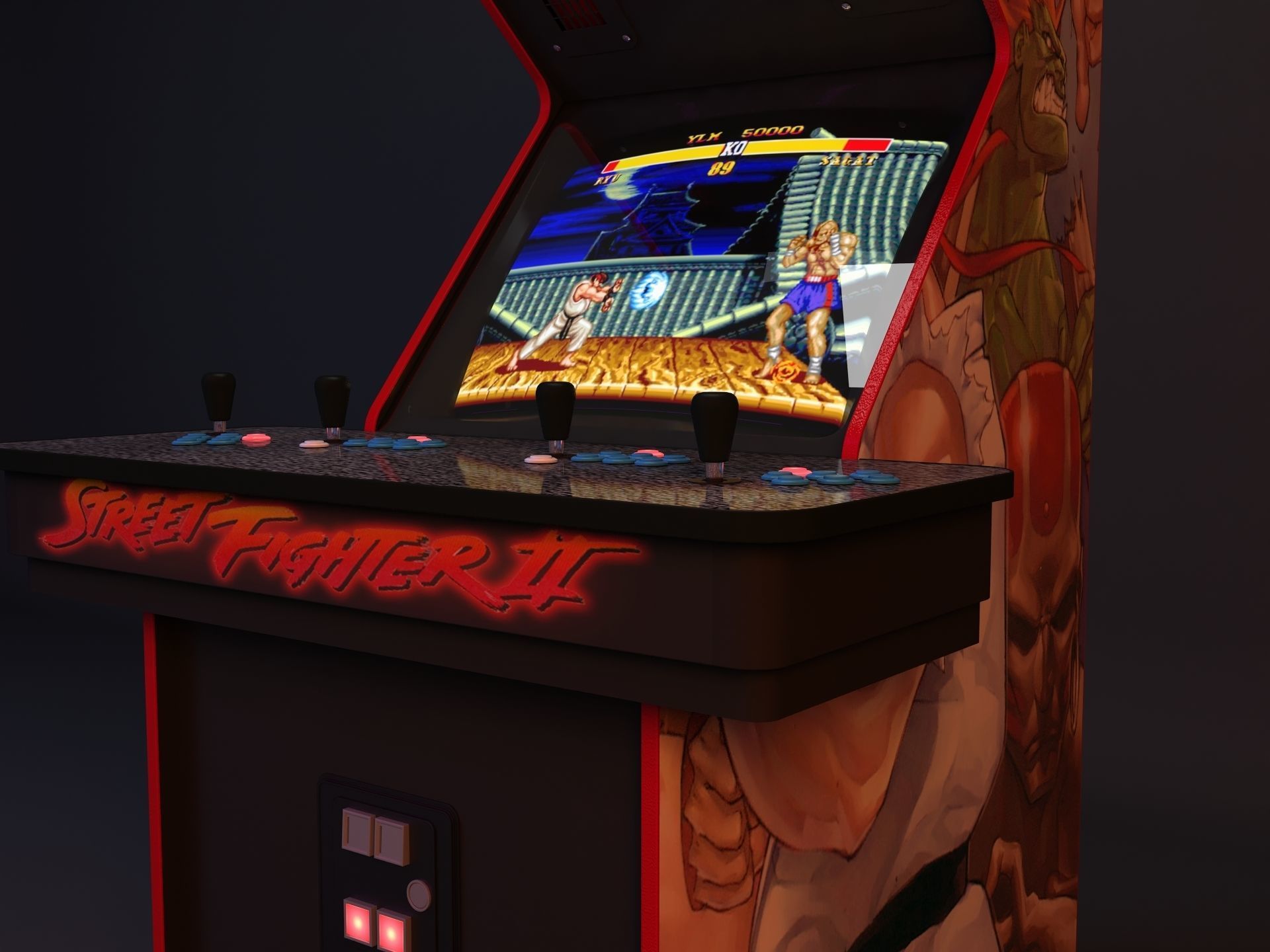 Street Figher II Arcade machine 3D model_2