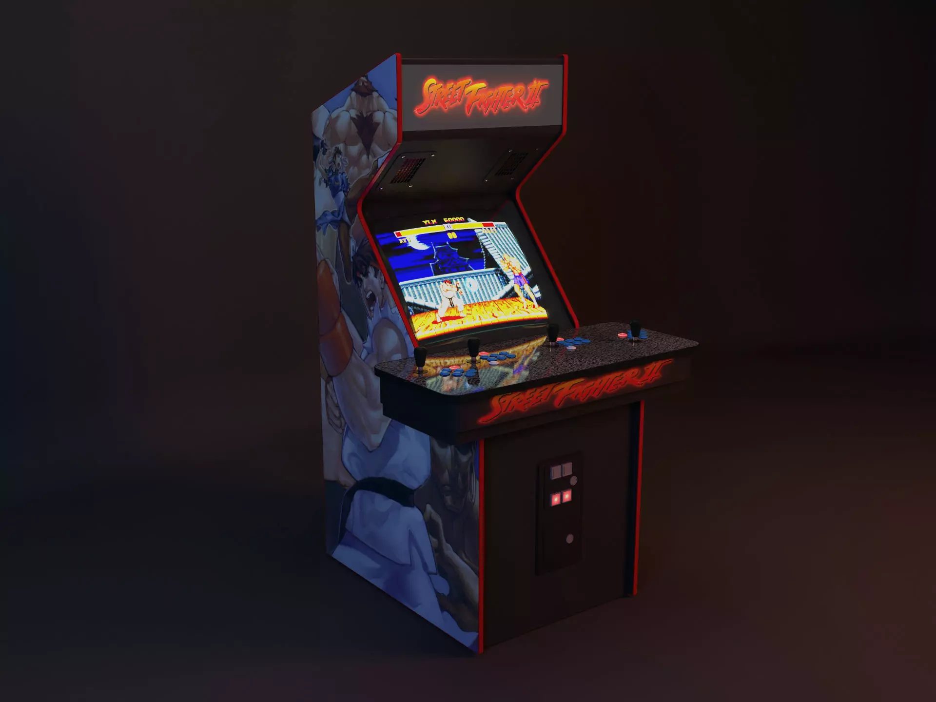 Street Figher II Arcade machine 3D model_0