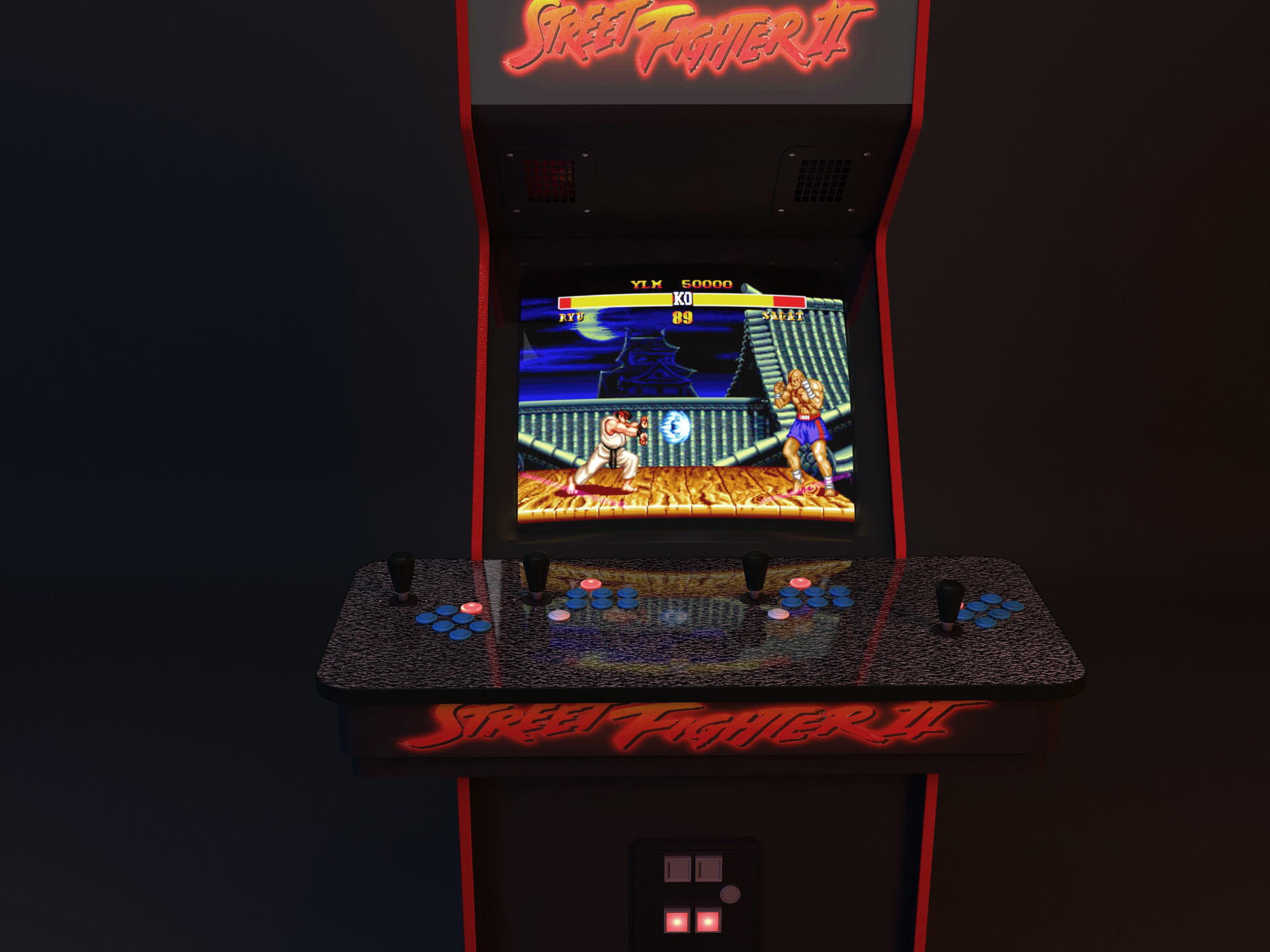 Street Figher II Arcade machine 3D model_1
