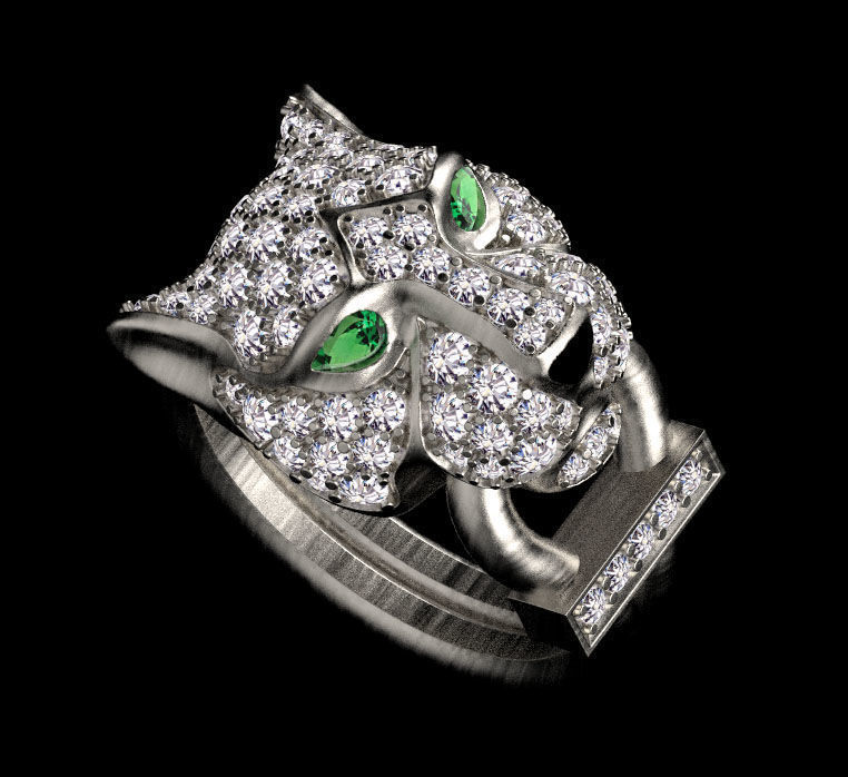 ring and earrings panther 3D print model_20