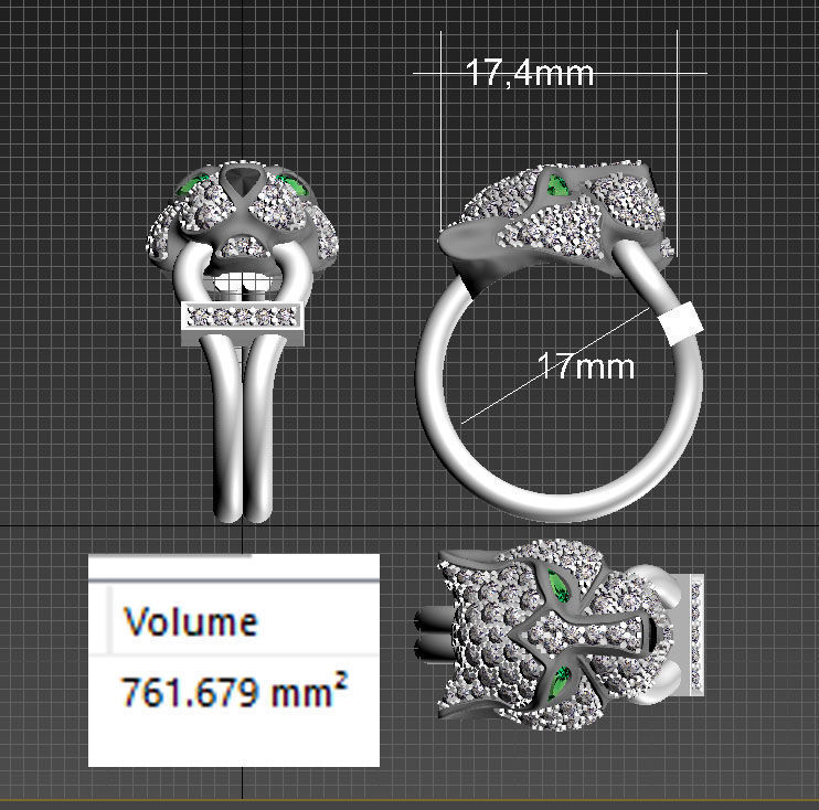 ring and earrings panther 3D print model_23