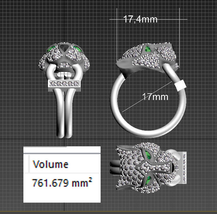 ring and earrings panther 3D print model_7