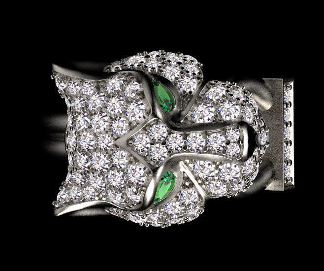 ring and earrings panther 3D print model_35