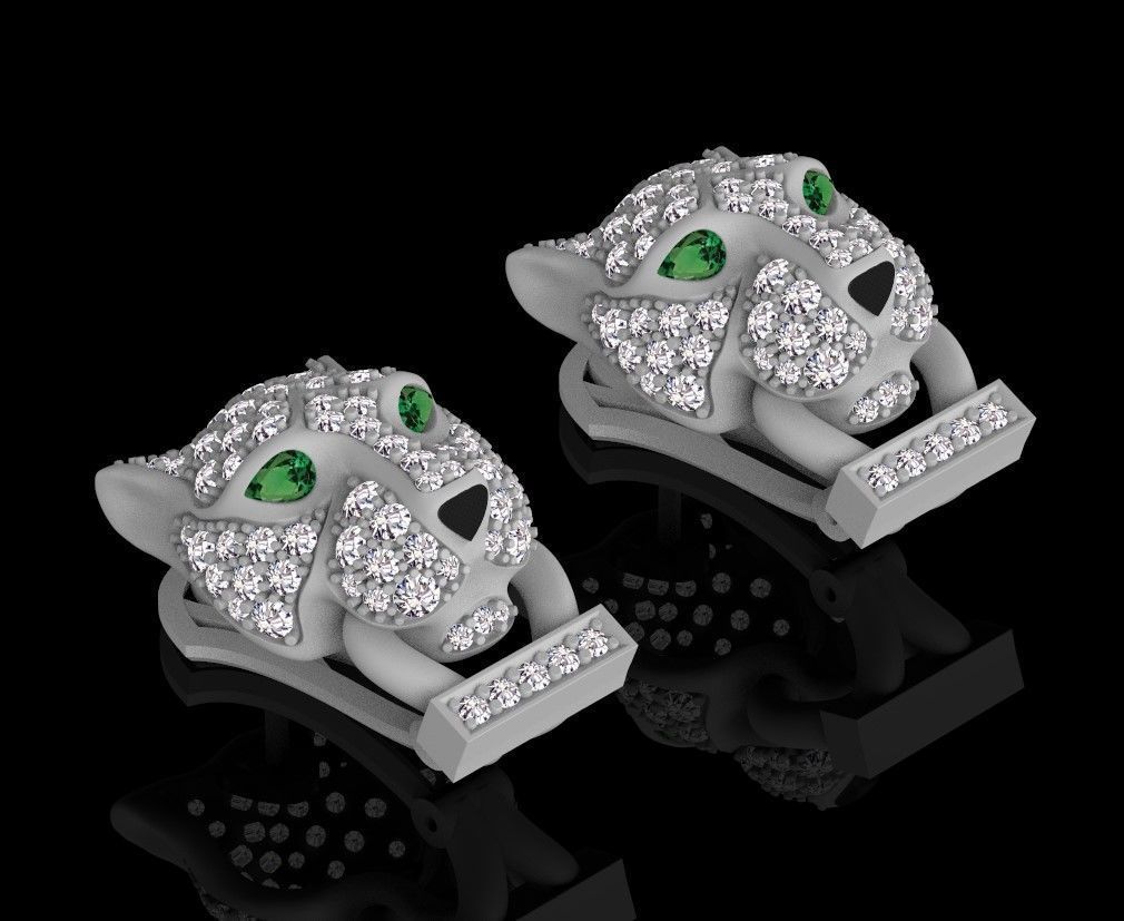 ring and earrings panther 3D print model_16