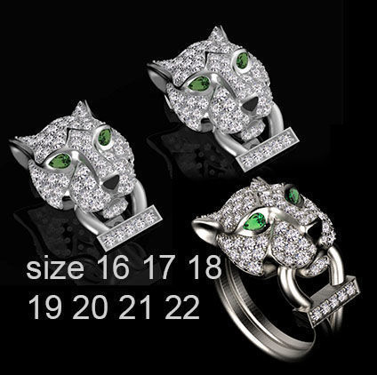 ring and earrings panther 3D print model_34