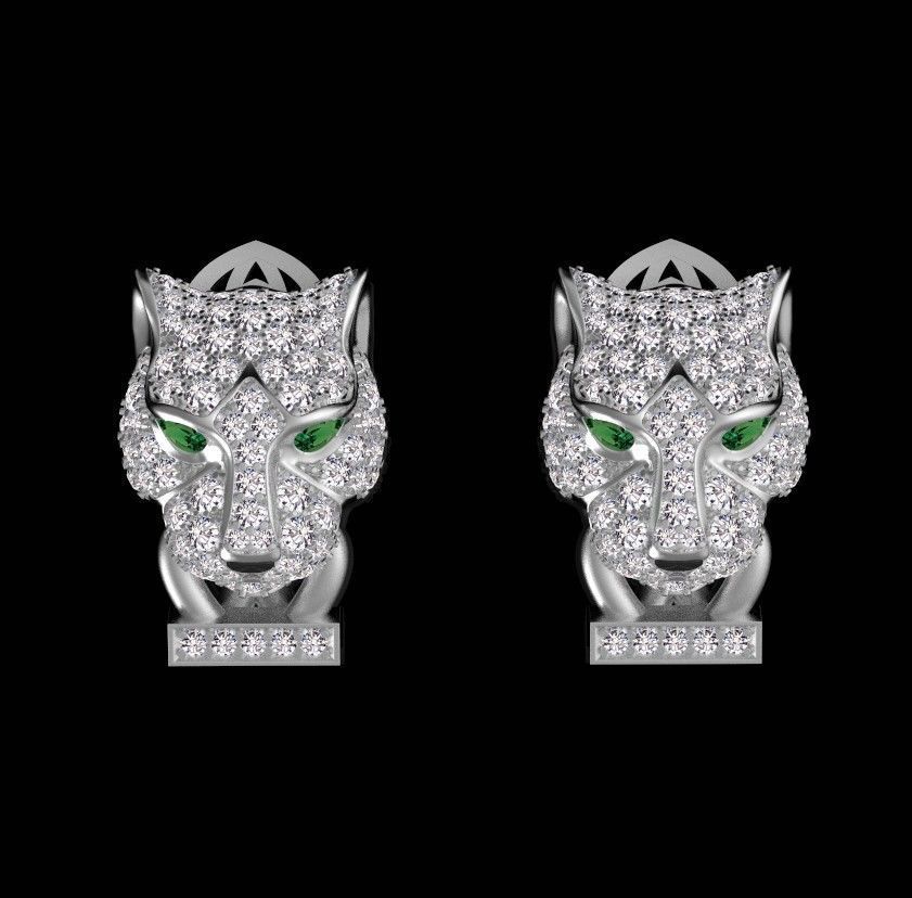 ring and earrings panther 3D print model_22