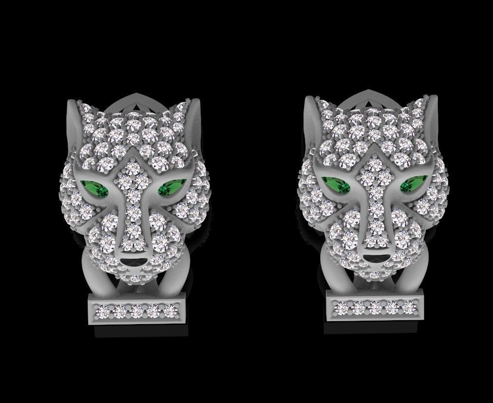 ring and earrings panther 3D print model_29
