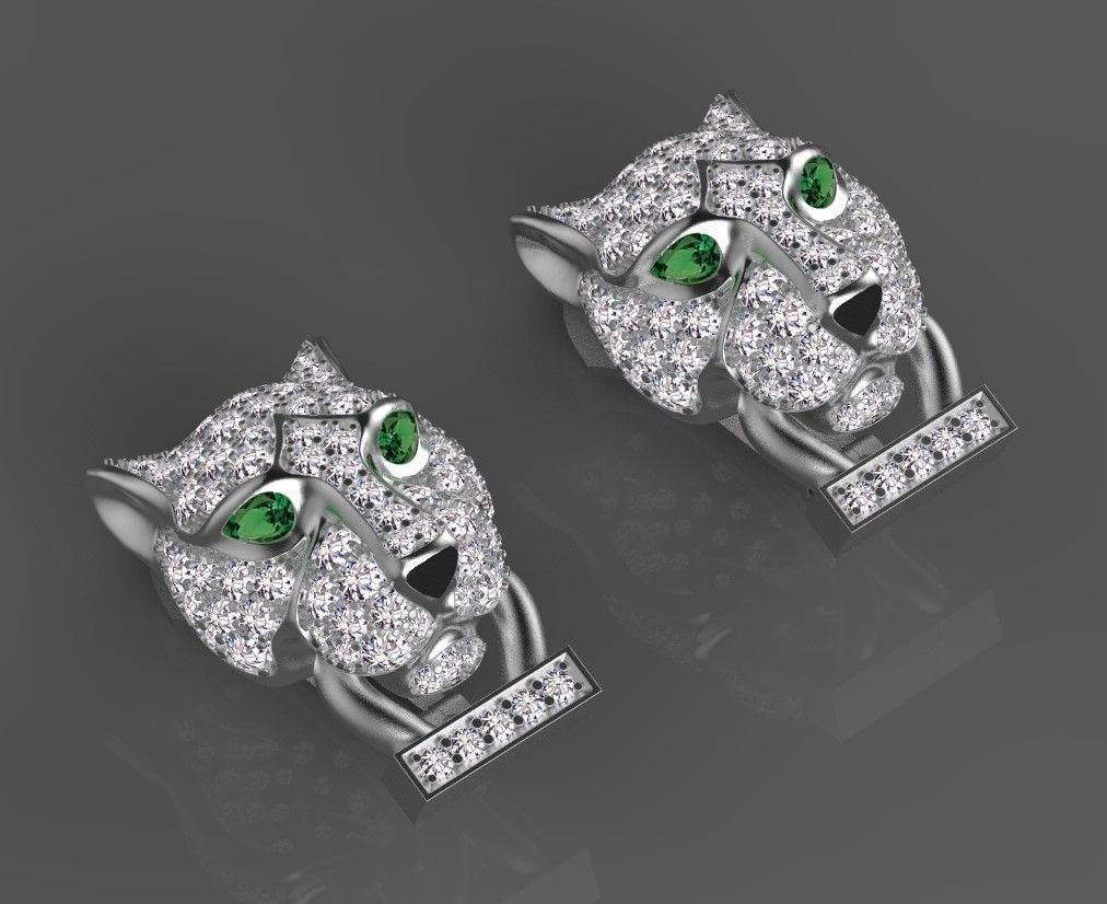 ring and earrings panther 3D print model_2