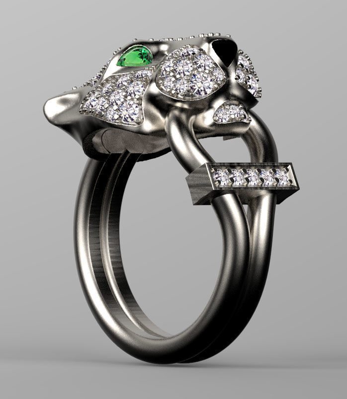 ring and earrings panther 3D print model_18