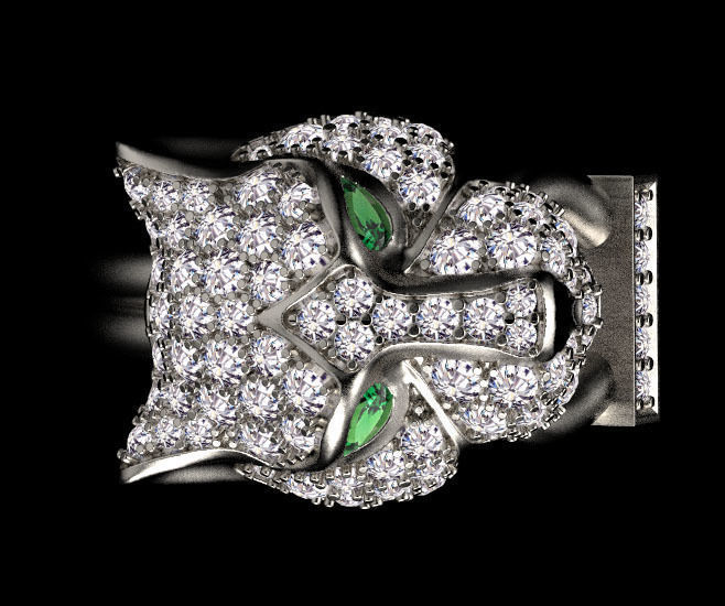 ring and earrings panther 3D print model_6