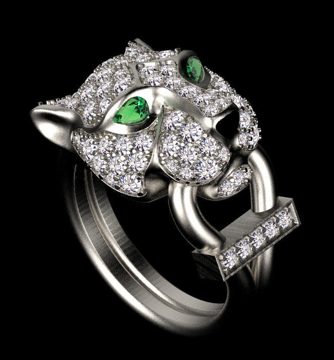 ring and earrings panther 3D print model_11