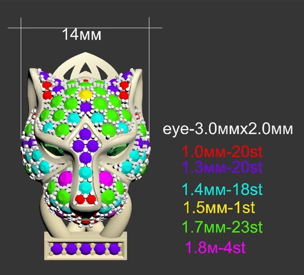 ring and earrings panther 3D print model_5