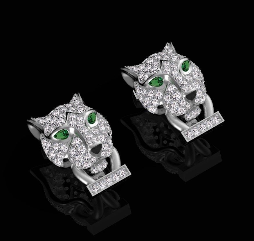 ring and earrings panther 3D print model_24