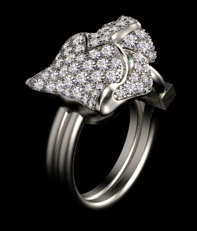 ring and earrings panther 3D print model_9