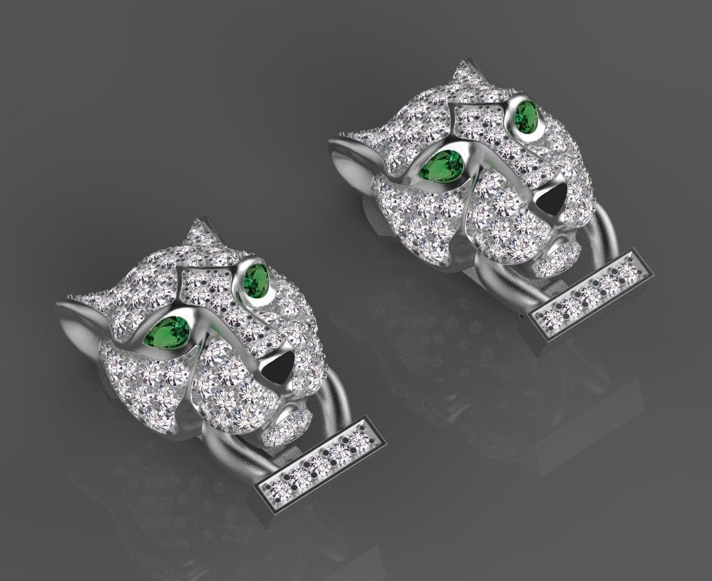 ring and earrings panther 3D print model_31