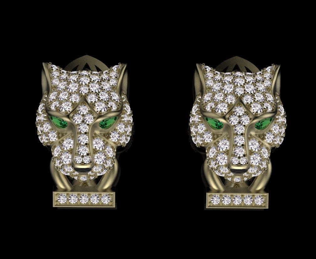 ring and earrings panther 3D print model_25