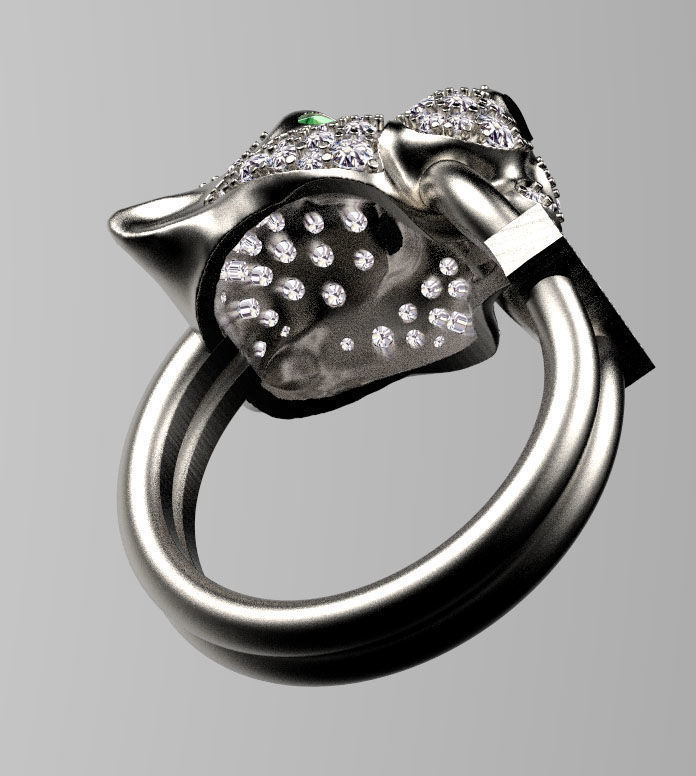 ring and earrings panther 3D print model_17