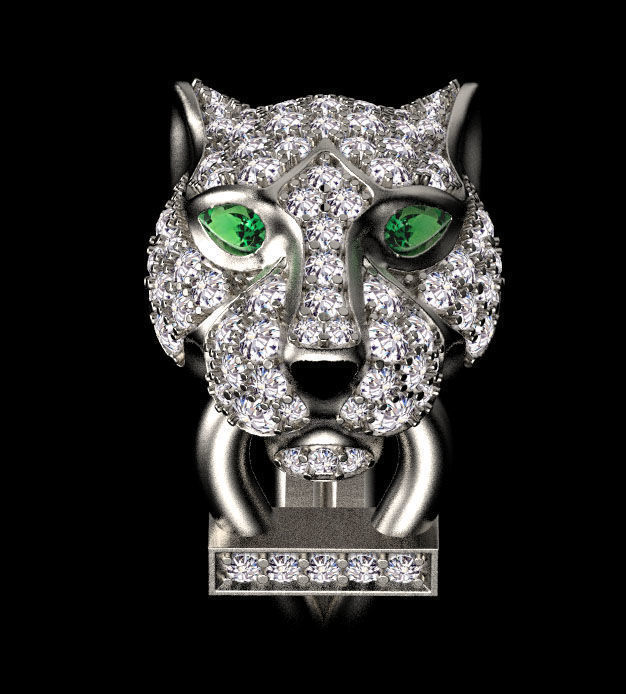 ring and earrings panther 3D print model_26