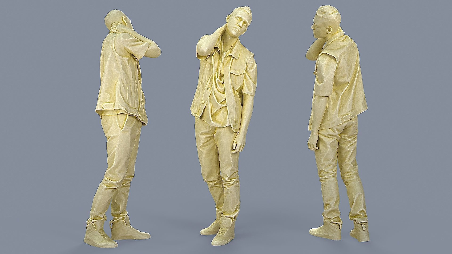 Exhausted Urban Guy in Denim Vest 3D model_2