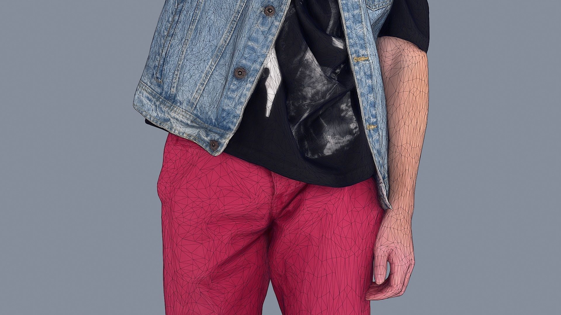 Exhausted Urban Guy in Denim Vest 3D model_12