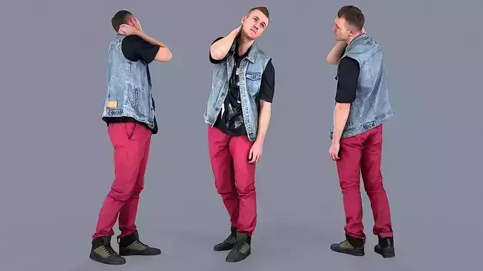 Exhausted Urban Guy in Denim Vest