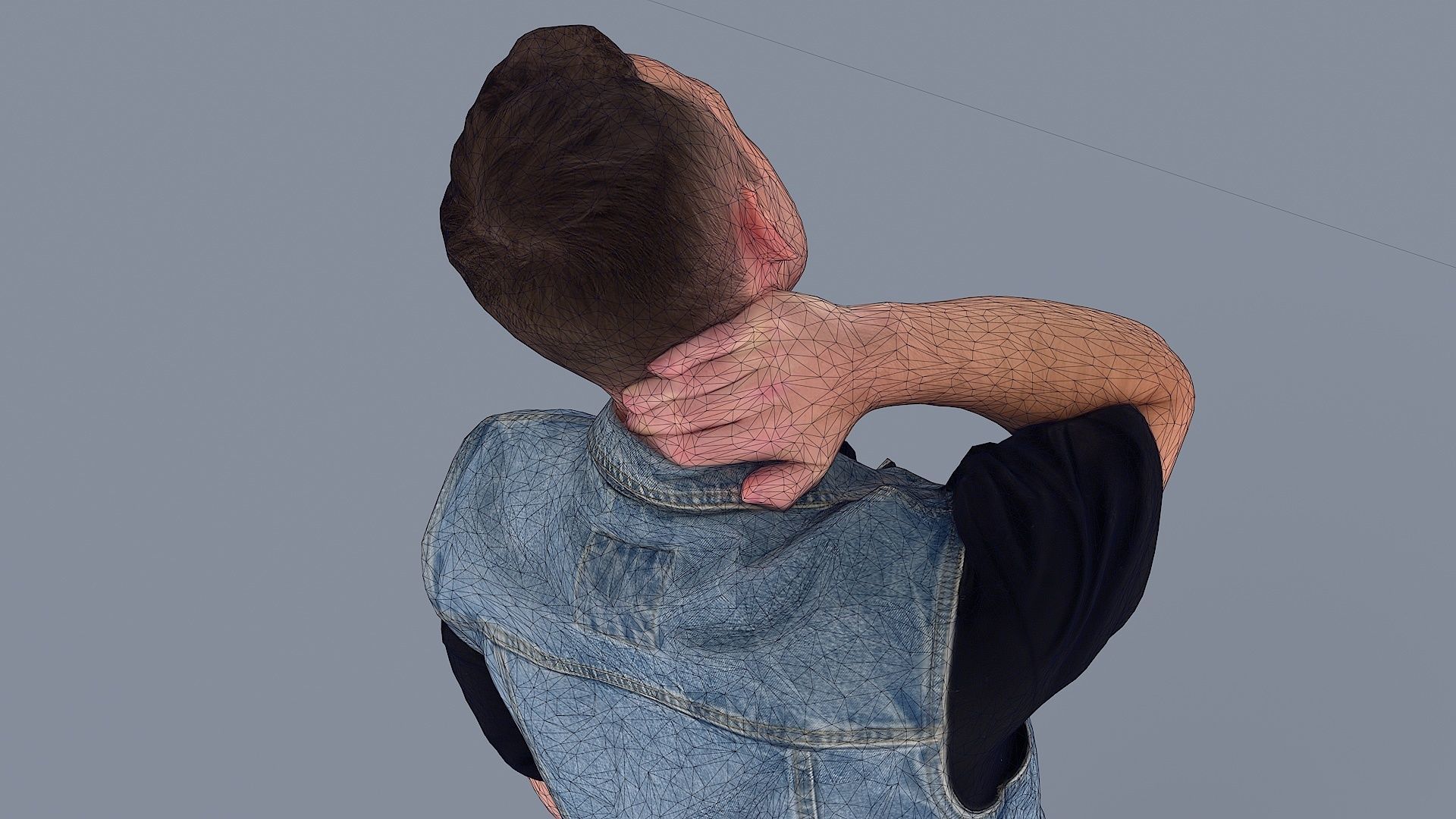 Exhausted Urban Guy in Denim Vest 3D model_10