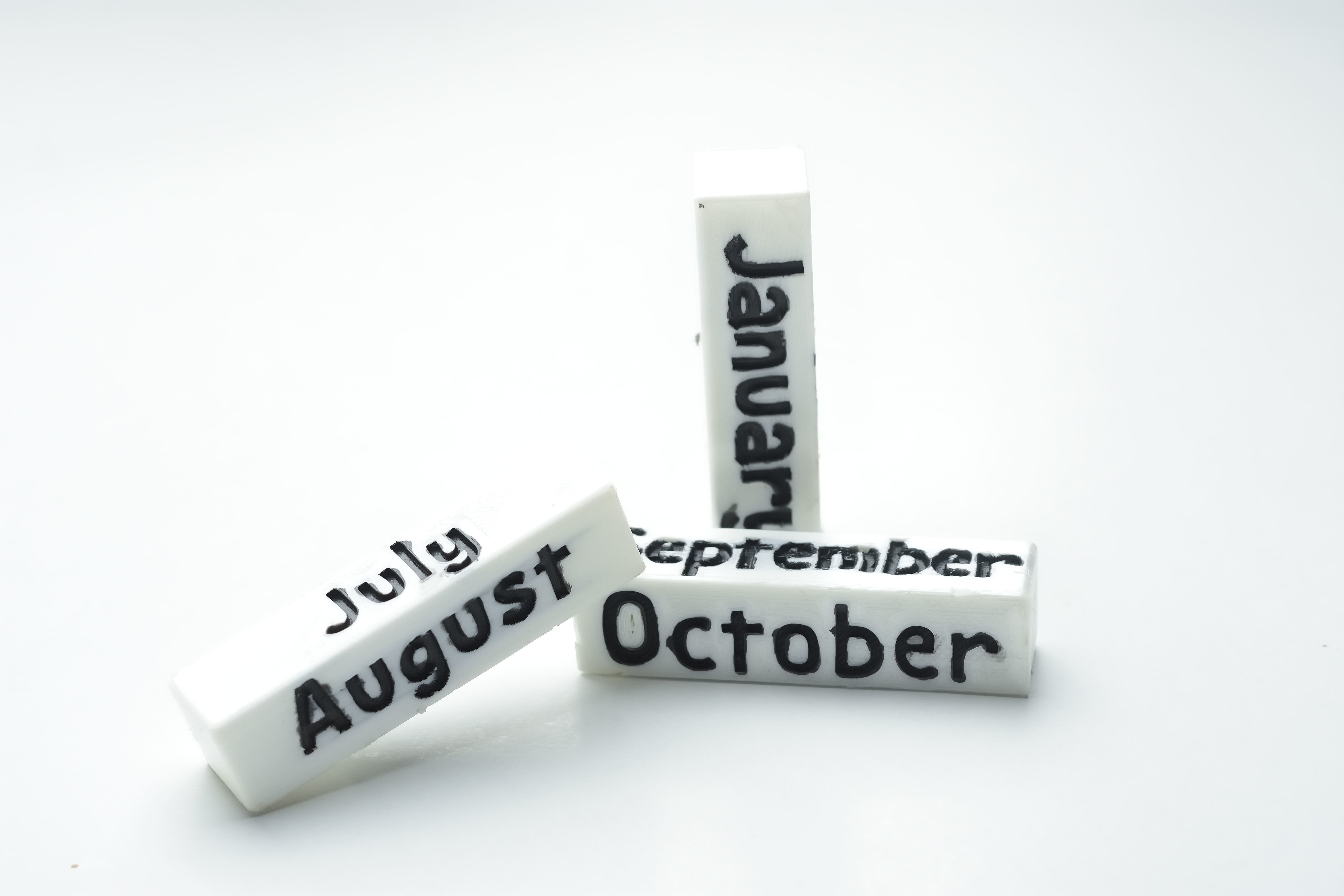 Accessory for Snoopy calendar house Cubes months in English 3D print model_2