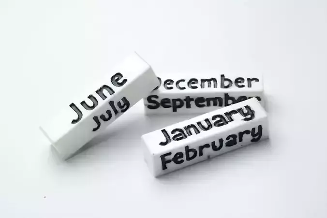 Accessory for Snoopy calendar house Cubes months in English 3D print model