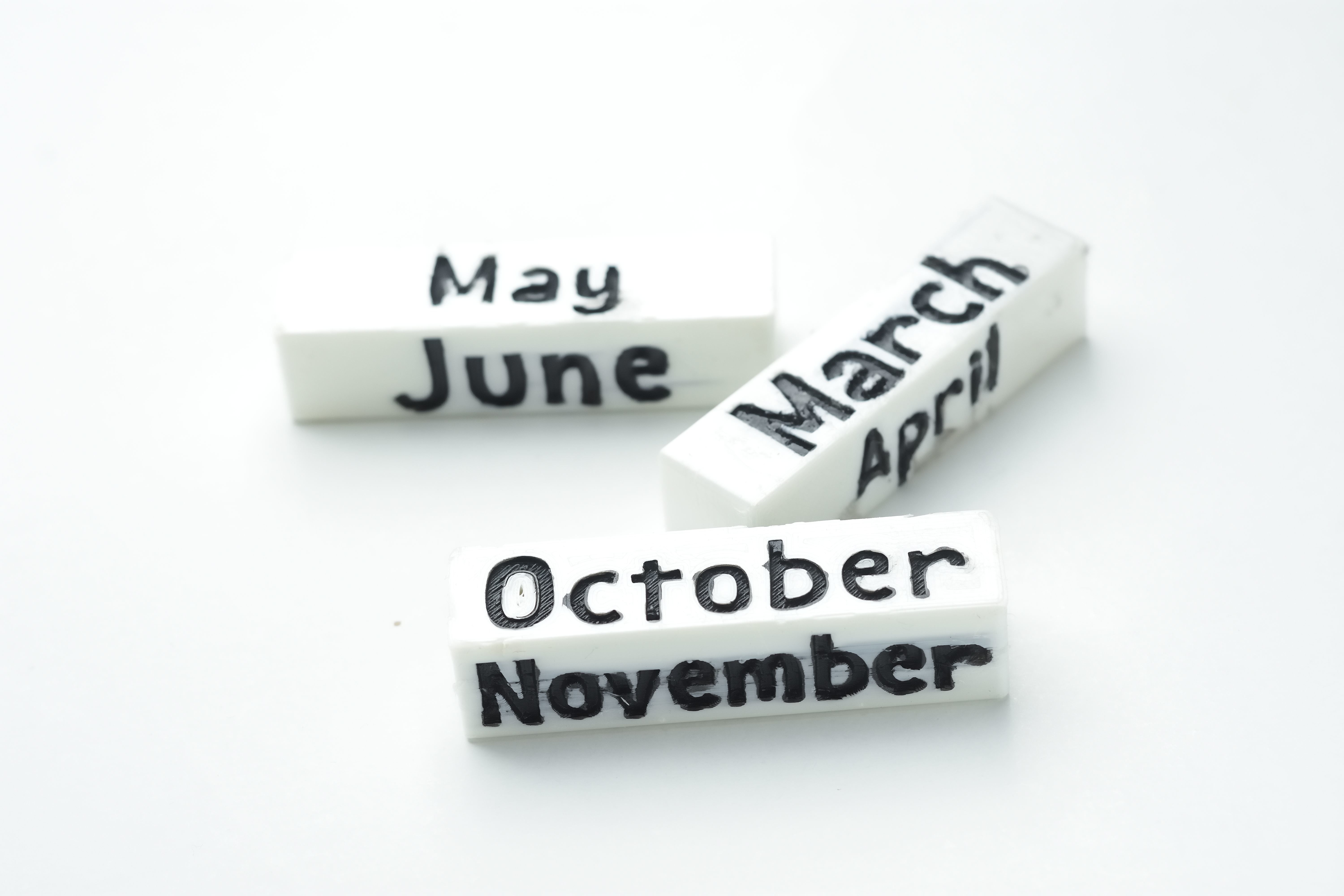 Accessory for Snoopy calendar house Cubes months in English 3D print model_3