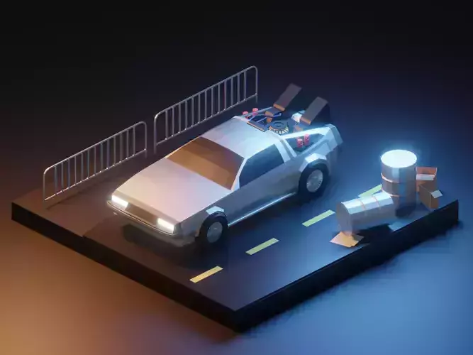 Delorean Isometric Car 