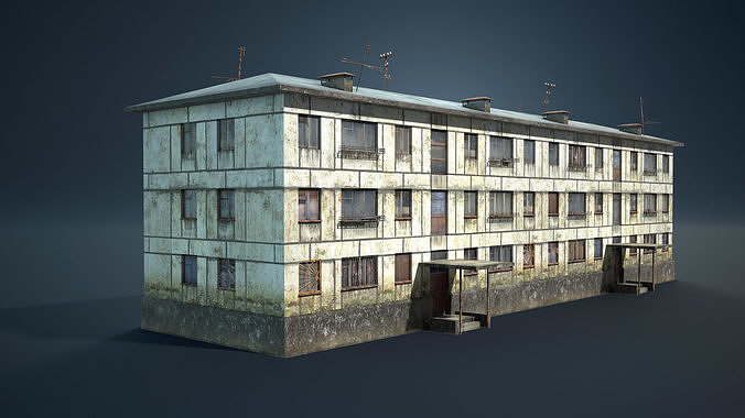 Abandoned Soviet House Collection - White Panels Low-poly 3D model 2