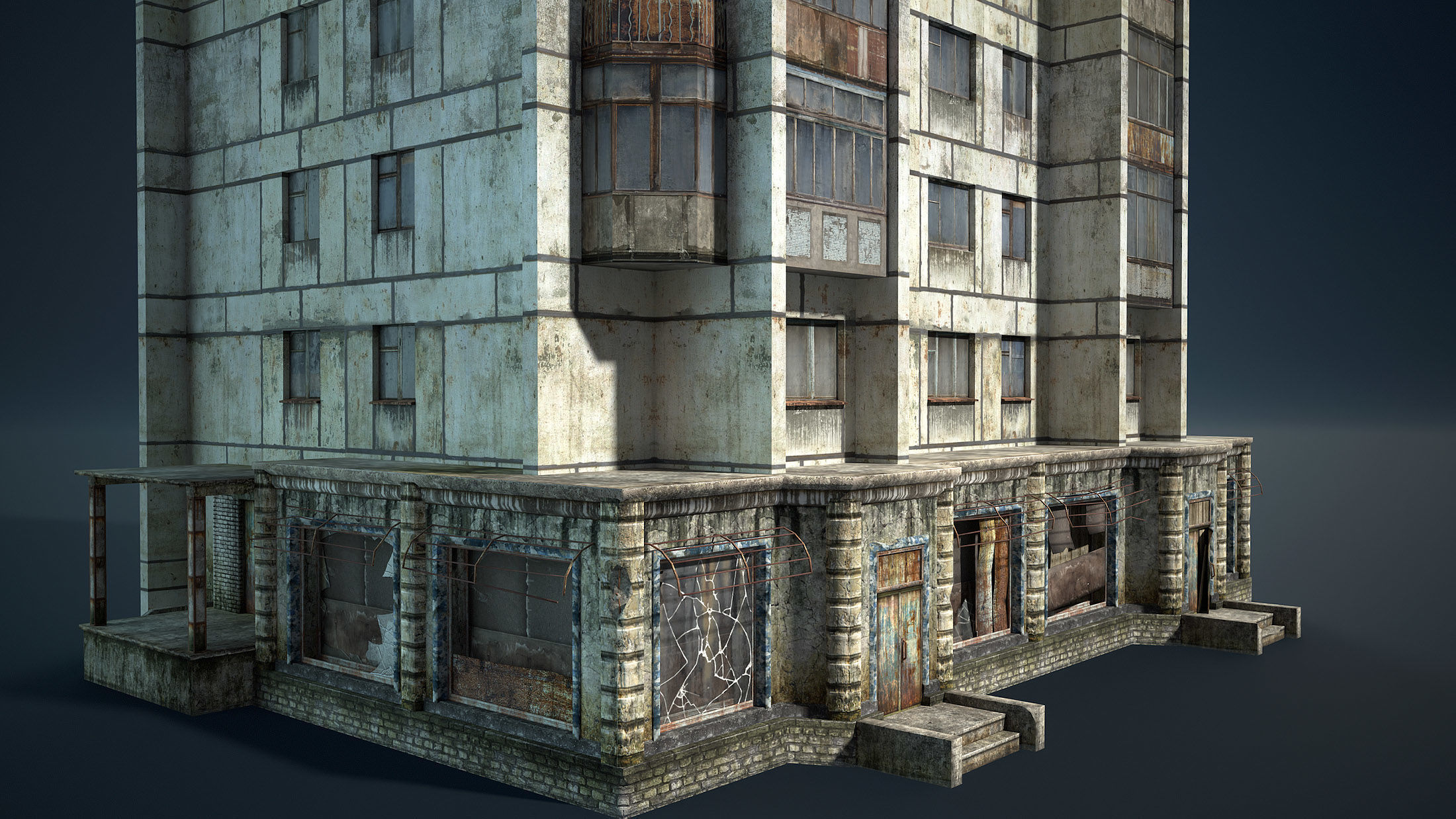 Abandoned Soviet House Collection - White Panels Low-poly 3D model_23